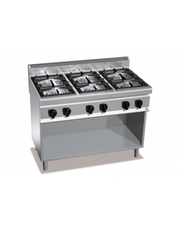 Cucina professionale industriale a gas 6 fuochi -ALTA POTENZA - cm 120x70x85/90