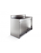 Retrobanco bar neutro da cm. 125 con top ed antine inox