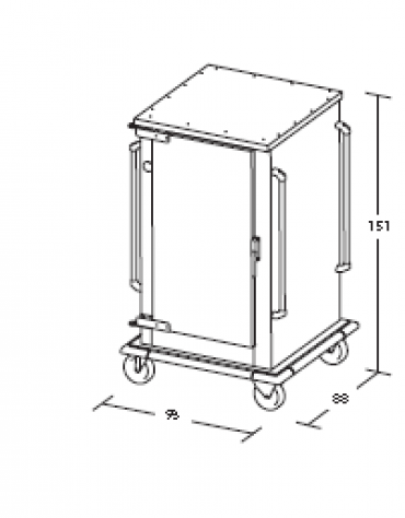 Armadio portateglie coibentato riscaldato- portata 13 - 1/1 GN cm 78x73x151h