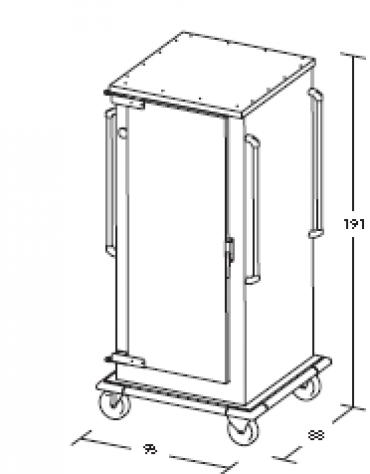 Armadio portateglie coibentato riscaldato- portata 18 - 1/1 GN cm 78x73x191h