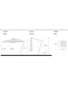 Ombrellone a palo laterale a sbalzo di grandi dimensioni - Dimensioni cm 400x500 - RETTANGOLARE