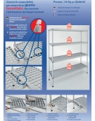 Scaffale per alimenti con montanti in acciaio inox e 4 ripiani in  polietilene - cm 150x60x200h - Profondità cm 60 - Altezza tota