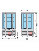 Vetrina refrigerata verticale per pasticceria Dimensioni: larghezza mm.770, profondità mm.685, altezza mm.1260.