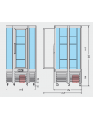 Vetrina refrigerata verticale per pasticceria Dimensioni: larghezza mm.910, profondità mm.823, altezza mm 1817