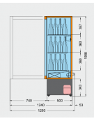 Vetrina refrigerata per vini Dimensioni: larghezza mm.723, profondità mm.550, altezza mm.1955.