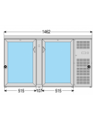 Frigo orizzontale ad ante battenti con vetro, realizzato esternamente in acciaio verniciato antracite, mm 1462x535x860h