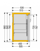 Frigo orizzontale ad ante battenti con vetro, realizzato esternamente in acciaio verniciato antracite, mm 2002x535x860h