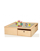 PEDANA GIOCO COSTRUZIONI CON 4 CASSETTI CON SPECCHIO cm 100X100X28H