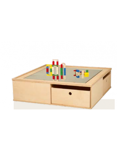 PEDANA GIOCO COSTRUZIONI CON 4 CASSETTI CON SPECCHIO cm 100X100X28H