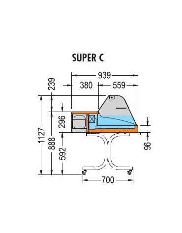 Vetrina espositiva da appoggio Temperatura +2 +4°C Dim mm L1972XP939XH530