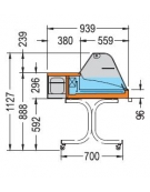 Vetrina refrigerata da appoggio con vetro curvo Doppio evaporatore, mm 1506x939x530h