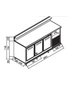 Banco bar refrigerato 3 sportelli motore interno da cm. 200