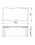 TAVOLO SAGOMATO RETTANGOLARE - 6 POSTI cm. 130 x 65 x 46/52h