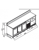 Banco bar refrigerato 3 sportelli motore interno da cm. 250