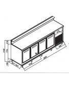 Banco bar refrigerato 4 sportelli motore interno da cm. 250