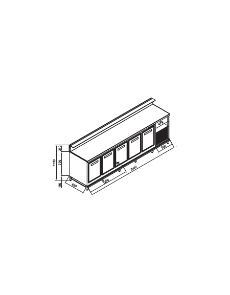 Banco bar refrigerato 5 sportelli motore interno da cm. 300