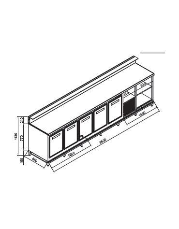 Banco bar refrigerato 5 sportelli motore interno da cm. 350