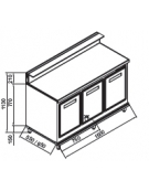 Banco bar refrigerato 3 sportelli motore esterno da cm. 150