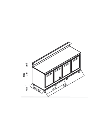 Banco bar refrigerato 4 sportelli motore esterno da cm. 200