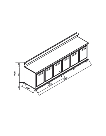 Banco bar refrigerato 6 sportelli motore esterno da cm. 300