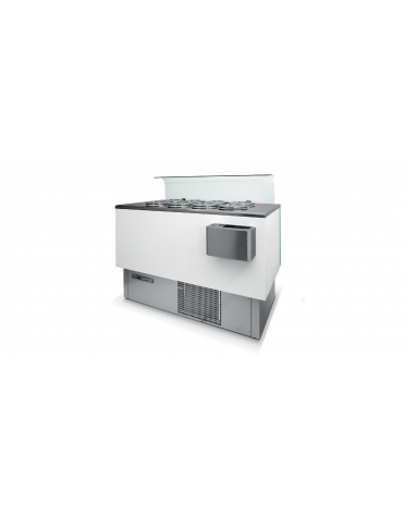 Banco pozzetti gelato o granite con riserva - Refrigerazione ventilata - N° 4+4 Carapine da Lt 7,5