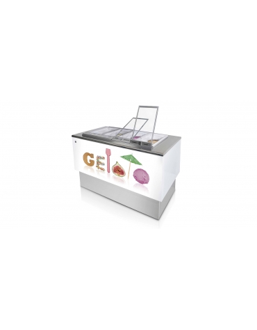 Banco pozzetti gelato o granite senza riserva - Refrigerazione ventilata - N° 8 Carapine da Lt 7,5