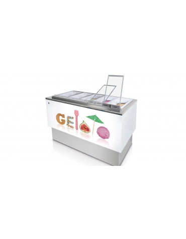 Banco pozzetti gelato o granite senza riserva - Refrigerazione ventilata - N° 10 Carapine da Lt 7,5