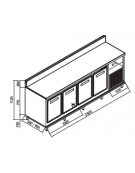 Retrobanco refrigerato 4 sportelli motore interno da cm. 250