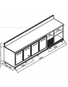 Retrobanco refrigerato 4 sportelli motore interno da cm. 300