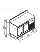 Retrobanco refrigerato 2 sportelli motore interno da cm. 150