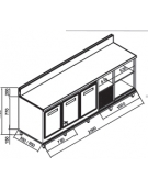 Retrobanco refrigerato 3 sportelli motore interno da cm. 250