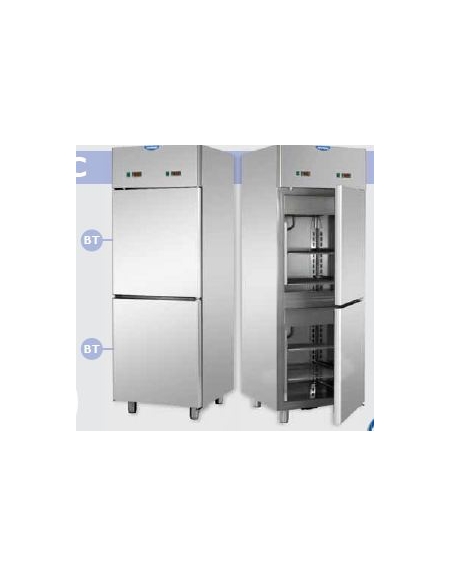 Armadio Combinato Refrigerato GN 2/1 in Acciaio Inox a doppia temperatura (BT + BT) con 2 sportelli cm 71x80x203h