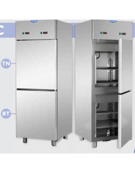 Armadio Comb. Refrigerato in Acciaio Inox a doppia temp. TN + BT, 2 sportelli cm 71x80x203h