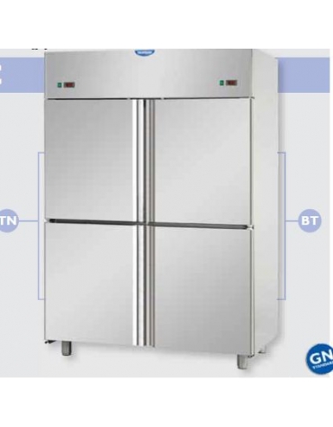 Armadio Refrigerato Inox a doppia temp.(TN+BT)4 sportelli cm 142x80x203h