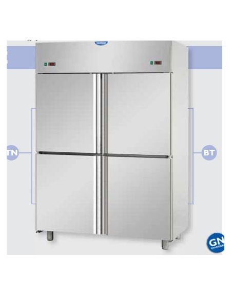 Armadio Refrigerato Inox a doppia temp.(TN+BT)4 sportelli cm 142x80x203h