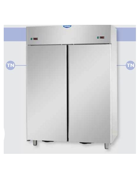 Armadio Combinato Refrig. 1200Inox,doppia temp.(TN+TN)2 porte cm 142x70x203h