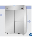 Armadio Refrigerato in Acciaio Inox a doppia temperatura (TN + TN) con 1 porta e 2 sportelli CM 142x80x203H