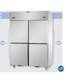 Armadio Refrigerato in Acciaio Inox a doppia temperatura (TN + BT) con 4 sportelli cm 142x80x203h