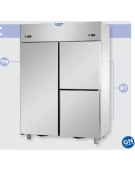 Armadio Refrigerato in Acciaio Inox a doppia temperatura (TN + TN) con 1 porta e 2 sportelli cm 142x80x203h