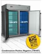 Armadio Combinato Refrig. 600x800 Inox a doppia temp.( TN+BT) 2 prt isolamento 80 mm cm 160x104,5x203h