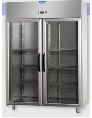 Armadio Refrigerato congelatore Lt 1.400 GN 2/1 in Acciaio Inox a bassa temperatura con 2 porte - cm 142x80x203h