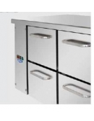 Tavolo Refrigerato GN 1/1 con 2 porte e piano in Acciaio Inox con alzatina 100 mm e lavello cm 142x70x115h