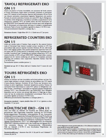 Tav Refrigerato, 4 porte, senza piano di lavoro, predisposto per unità frigorifera remota a sx cm 210x70x80h