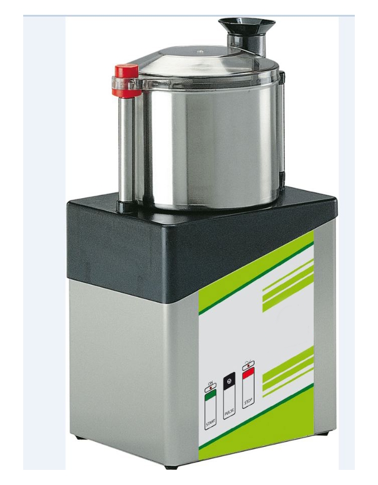 Cutter professionale da cucina Litri 8 - Trifase - Capacità massima litri  in vasca 2,4 lt - Velocità 1400 rpm 