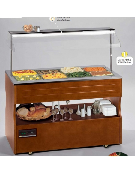 Carrello espositore buffets caldo a bagnomaria cm. 206x79x149h