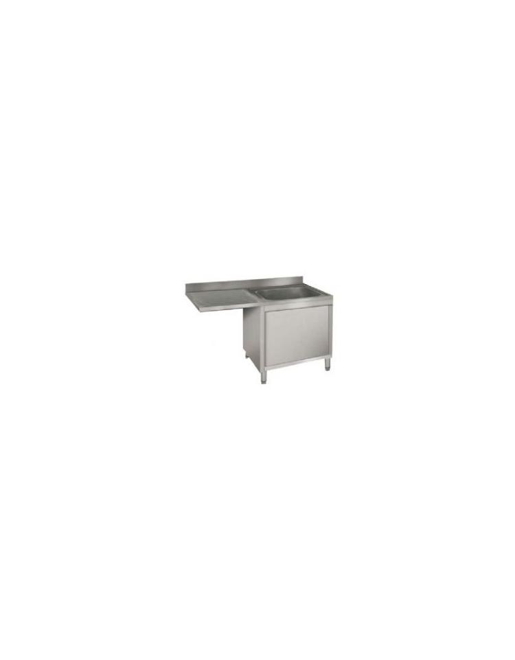 Lavello inox armadiato 1 vasca + gocciolatoio a sbalzo per predisposizione  lavastoviglie sottobanco - cm.120x60x85h - Lavelli in