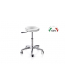 SGABELLO GIREVOLE CON BASE IN ALLUMINIO E SEDILE IN ACCIAIO - PISTONE A GAS 140MM