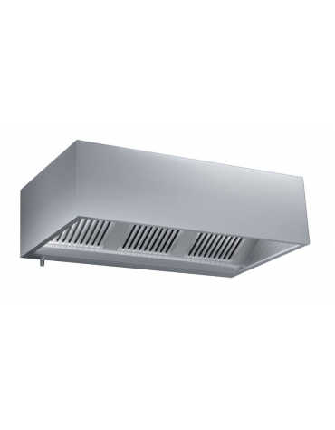 Cappa aspirazione inox cubica professionale a muro cm.240x90x40h