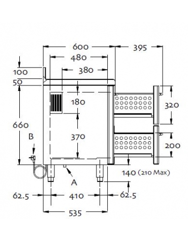 Tavolo refrigerato 5 sportelli cm 300x60x85h