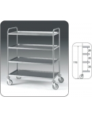 Carrello inox con N° 4 Piani stampati - cm 109x59x126h